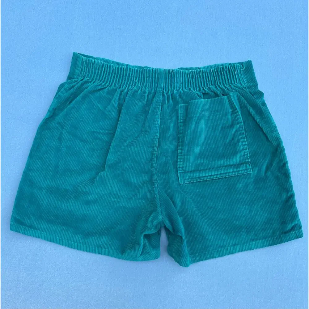 Vintage 80s Ocean Pacific OP Corduroy Shorts Teal Green Size 34 Mens Retro